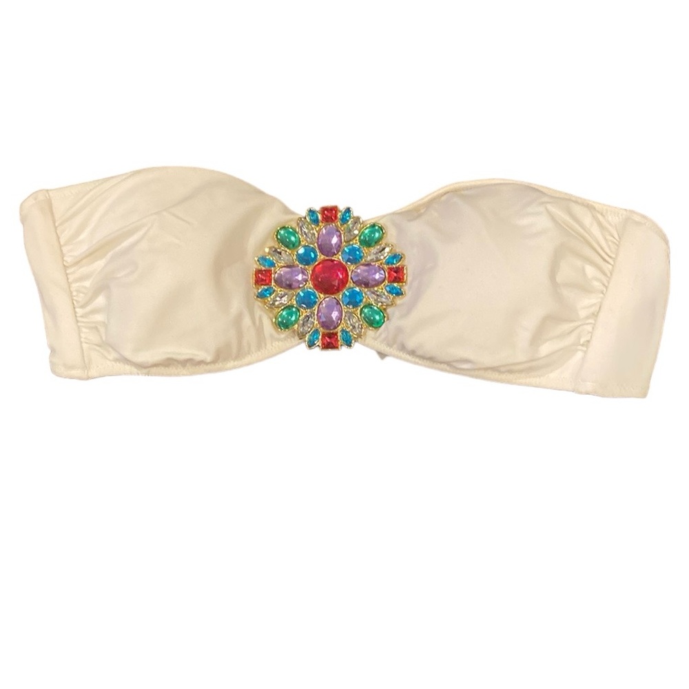 Victoria’s Secret white gem jewelled bandeau bikini top Size Medium